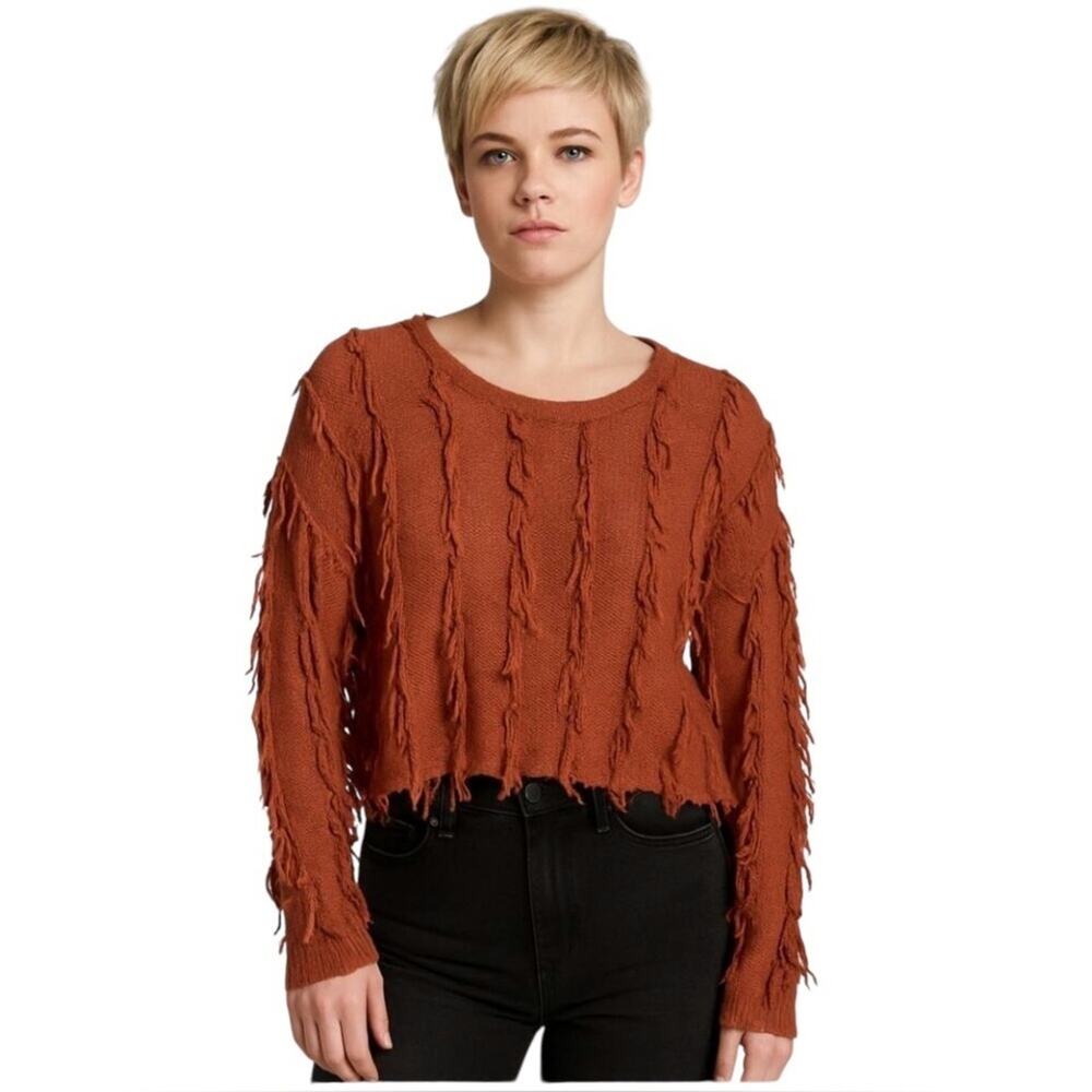 Kerisma Artsy Cropped Sweater,Wool Mohair Blend, Minimalist Versatile Pumpkin ML